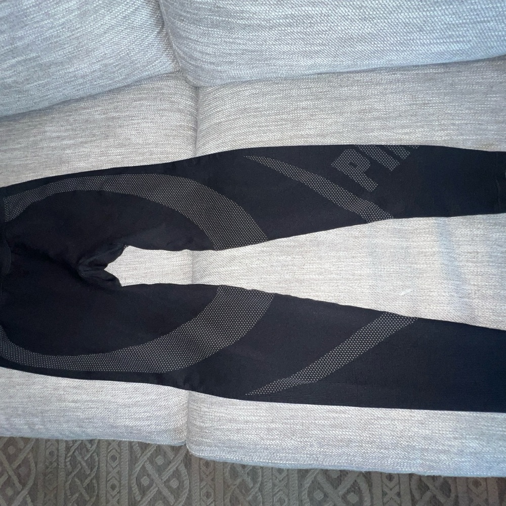 PINK Black Leggings with Logo